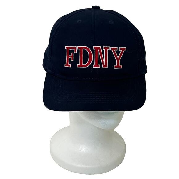 FDNY Hat Cap Navy Blue KEEP BACK 200 FT Adjustable Brass Eagle Buckle USA - Picture 1 of 7